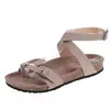 Sandalias de Punta con Tiras Cruzadas de Talla Grande para Exportación Europea y Americana para Mujer Zapatos Planos Transfronterizos Zapatillas y Sandalias de Playa de Talla Grande