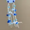 Brincos de Borboleta Vazados Azul e Branco com Franjas Estilo Coreano Design Exquisito Estudante de Arte Lindos Brincos de Gancho para Orelha Brincos para Mulheres
