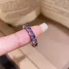 Anillo Abierto de Zirconia Cuadrada Redonda Electrochapado en Oro Real de 14K Anillo de Nicho de Alta Gama Estilo Palacio Joyería de Mano Exquisita