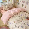 Juego de ropa de cama de tres piezas de algodón puro para dormitorio universitario, sábana individual, funda de edredón, sábana bajera ajustable, ropa de cama modelo nuevo 2026