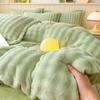 Juego de Cuatro Piezas de Terciopelo de Burbujas de Conejo Engrosado de Invierno Cama de Terciopelo de Leche Felpa de Doble Cara Manta Ropa de Cama Funda de Edredón