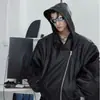 Exportación Transfronteriza Otoño e Invierno Nicho Desestructurada con Cremallera Sudadera con Capucha Chaqueta de Piel Sintética Holgada Diseño de Manga de Cimitarra Chaqueta para Hombre