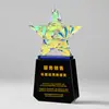 Troféu de Cristal Irregular Geométrico Criativo com Pentagrama, Medalha de Prêmio, Troféu de Honra Comemorativa de Prêmio Corporativo