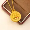 Tienda de Oro Mismo Estilo Oro Arena Diamante Incrustado Moneda de Cobre Bestia Auspiciosa Colgante Estilo Retro para Mujer Moda Hueco Redondo Collar Suministro en Vivo