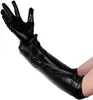 Guantes de charol sexys, largos, para cosplay, accesorios, guantes negros ajustados, guantes de actuación para pole dance.