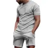 Traje de Dos Piezas de Verano para Correr y Fitness: Top de Camiseta de Manga Corta con Estampado de Puntos Cruzados + Shorts de 5 Puntos de Color Liso