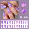 Puntas de Uñas con Gradiente Morado Sencillo de Estilo de Comercio Exterior, Temperamento Puro y Deseable de Chica, Uñas Portátiles de Forma Almendrada Ecológicas de Moda