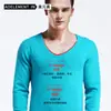 Aoelement Otoño e Invierno Hombres Espesado Polar Cuello en V Ajustado Algodón Set de Ropa Interior Térmica