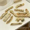 Grampo de Cabelo com Design Dourado e Mola para Mulheres, Grampo de Cabelo Elegante e da Moda de Alta Qualidade, Presilha Lateral para Prender Fios Soltos