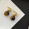 Pendientes de plata 925 con diseño de nicho francés, de ónix negro y ojo de tigre, ligeros, de lujo, de alta gama, combinables con todo.