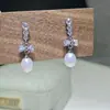 Pendientes de Zirconia con Lazo de Diseño Transfronterizo S925 Nicho Diseño de Alta Gama Pendientes de Perlas de Agua Dulce Naturales