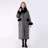 Capa de Lã com Forro de Fleece, Capa Longa Estilo Roupão, Capa Elegante de Alta Qualidade, Cardigan Tricotado de Pelo de Coelho Rex, Pelo Sintético de Vison