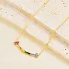 Colar arco-íris sorriso de alta qualidade estilo coreano com diamantes coloridos corrente de clavícula de aço inoxidável rosto sorridente curvo simples dia das mães
