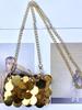 Bolsa personalizada com design elegante, corrente dourada brilhante, miçangas tecidas à mão, bolsa de fada, mini bolsa para celular