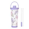 2026 Nuevo Modelo 830ml Gran Capacidad Taza Térmica Portátil Asa Plegable Taza de Agua con Popote Estampado de Perla Taza de Agua