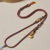 Novo Colar de Estilo Chinês Inspirado em Zen com Fecho Ruyi Tradicional, Corda Trançada, Bússola Oito Tesouros e Pingente de Corda com Conta Dzi em Estilo Nacional