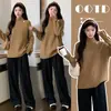 Suéter de cuello alto, longitud media, ajuste holgado para capa base de otoño e invierno, diseñado para cubrir la parte inferior del cuerpo y ocultar los glúteos, un top relajado y cómodo para mujeres embarazadas