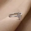 Anel de Zircônia Cravejado com Diamantes Venda Quente Transfronteiriça Anel Geométrico de Rombos para Dedo Indicador Joias Femininas de Zircônia Anel Aberto