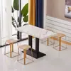 Mesa de negociación engrosada, habitación de hotel en alquiler, restaurante de comida rápida, juego de mesa y sillas para té de burbujas y bocadillos, cafetería, mesa cuadrada pequeña de color pizarra