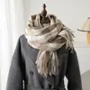 Cachecol Xadrez Quente de Imitação de Caxemira de Alta Qualidade Estilo Coreano Unissex Moda Outono e Inverno Cachecol Versátil com Franjas