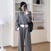 Traje Deportivo Casual para Mujer Otoño e Invierno 2025 Sudadera de Manga Larga con Cuello en V Pantalones de Pierna Ancha de Cintura Alta Conjunto de Dos Piezas Versátil Casual de Moda