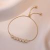 Pulseira para Mulheres, Banhada a Ouro Real com Diamantes, Pulseira de Moda Ajustável Estilo Coreano, Design Simples Tendência para Melhores Amigas