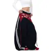 Estilo Retro Americano Calças de Moletom Casuais Listradas em Camadas Nicho Curvas Unissex Hip-Hop Street Dance Largas de Perna Larga Tendência