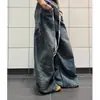 Comercio Exterior Verano Lavado 2025 Pierna Recta Sueltos Cargo Pierna Torcida Pantalones Retro Diseño Degradado Jeans Casuales Hombre