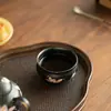 Xícara de chá de lírio em cerâmica preta pintada à mão em estilo chinês original, xícara de mestre, xícara de cerâmica com detalhes em dourado, xícara de degustação de chá para uso doméstico, xícara de chá Kung Fu