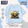 Nueva Camiseta de Manga Corta Delta Action Clothing para Niños Algodón Puro Casual Weilong Manga Media Lobo Rojo Top Holgado Verano