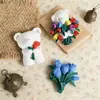 Molde de Gesso DIY Tulipa, Urso Florido Buquê de Rosas Ornamento de Gesso Molde de Silicone, Decoração para Saída de Ar do Carro