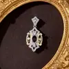 Prata Esterlina S925 Brilhante Totalmente Cravejada com Diamantes Bicolor Oca Base para Pingente, Filigrana de Luxo Leve com Pedra Principal Oval Inlaid, Atacado