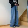 Jeans Sencillos con Letras Nuevas Estilo Hong Kong para Hombre Moda Hip-Hop Estilo de Calle de Moda Pantalones de Moda Tendencia