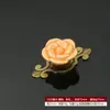 Puxador de Cerâmica para Móveis Gaveta de Armário Buraco Único Moderno Simples Pastoral Preto e Branco Estilo Europeu Buraco Único Redondo Puxador de Flor Rosa