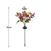 Lámpara solar de suelo con forma de mariposa y árbol de flores, ideal para patio, césped, ambiente festivo, decorativa, para exteriores, con ramas de flores artificiales.