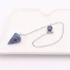 Y Venta Caliente de Amazon Péndulo de Piedra Natural Collar con Colgante Cónico Péndulo de Cuenta Redonda Collar de Cristal Regalo Venta al por Mayor