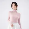 Suéter Feminino Camada Base Sem Costura, Lavável à Máquina, Fio 60, Gola Redonda, Malha 100% Lã, Corte Justo, Novo Estilo Outono e Inverno