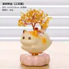 Árbol de la Fortuna Amarillo de Cristal Regalo para Colegas, Regalo de Oficina, Nueva Figura Linda de Gato, Decoración Creativa