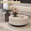 Mesa de centro de luxo leve estilo italiano em pedra sinterizada para espaços pequenos, mesa de chá redonda moderna e simples de alta qualidade para sala de estar e casa