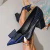 Comercio Exterior Transfronterizo Talla Europea Sexy Tacones Altos de Punta Nueva Moda Tacón Grueso Boca Baja Charol Patchwork Moño Zapatos de Salón para Mujer