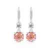 Ganchos de Oreja Dinámicos de Piedras Preciosas de Colores Corte Rosa Más Vendidos en Tiktok, Pendientes de Diamante de Alto Carbono Súper Brillantes Chapados en Oro, Dropshipping para Transmisiones en Vivo