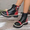 Botas Martin Masculinas Color Block com Solas Grossas, Botas de Cano Médio para Aumentar a Altura, Novas Botas de Couro Estilo Britânico Outono e Inverno, Moda Workwear Retrô
