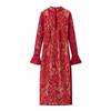 Vestido feminino AliExpress Explosions Temperament Fashion Temperament Cheongsam com fivela e gola de renda e quadril vazado, transfronteiriço, europeu e americano