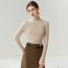 Suéter de Cachemira Baicaierong 2026 Otoño/Invierno para Mujer con Cuello Semi Alto, Diseño Versátil, Tejido de Lana, Corte Ajustado