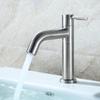 Grifo de acero inoxidable para lavabo individual de agua fría, un agujero, para lavabo de encimera, lavabo elevado, grifo para lavabo Nan'an