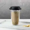 Taza de Café de Viaje de Doble Pared de Alto Borosilicato con Tapa de Silicona, Taza de Vidrio con Aislamiento Térmico para Oficina, Cafetería, Cold Brew, Americano Helado, Venta al por Mayor