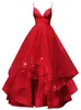Vestido de noche largo para mujer, de comercio exterior, escote en V profundo con tirantes, falda abullonada, ceñido a la cintura, color liso, bajo irregular, suministro para estación internacional