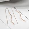 Pendientes de borla largos elegantes de acero de titanio de moda 2020 con ondas delgadas, pendientes coreanos sencillos