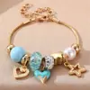 Pulsera de cuentas de resina con flores de dibujos animados de venta cruzada europea y americana, joyería de aleación con colgante de cuentas DIY Panjia al por mayor