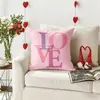 Funda de Almohada Roja Transfronteriza para el Día de San Valentín con Letras y Corazones, Almohada Festiva, Cojín para Cabecera, Cojín para Sofá, Dormitorio, Sala de Estar
